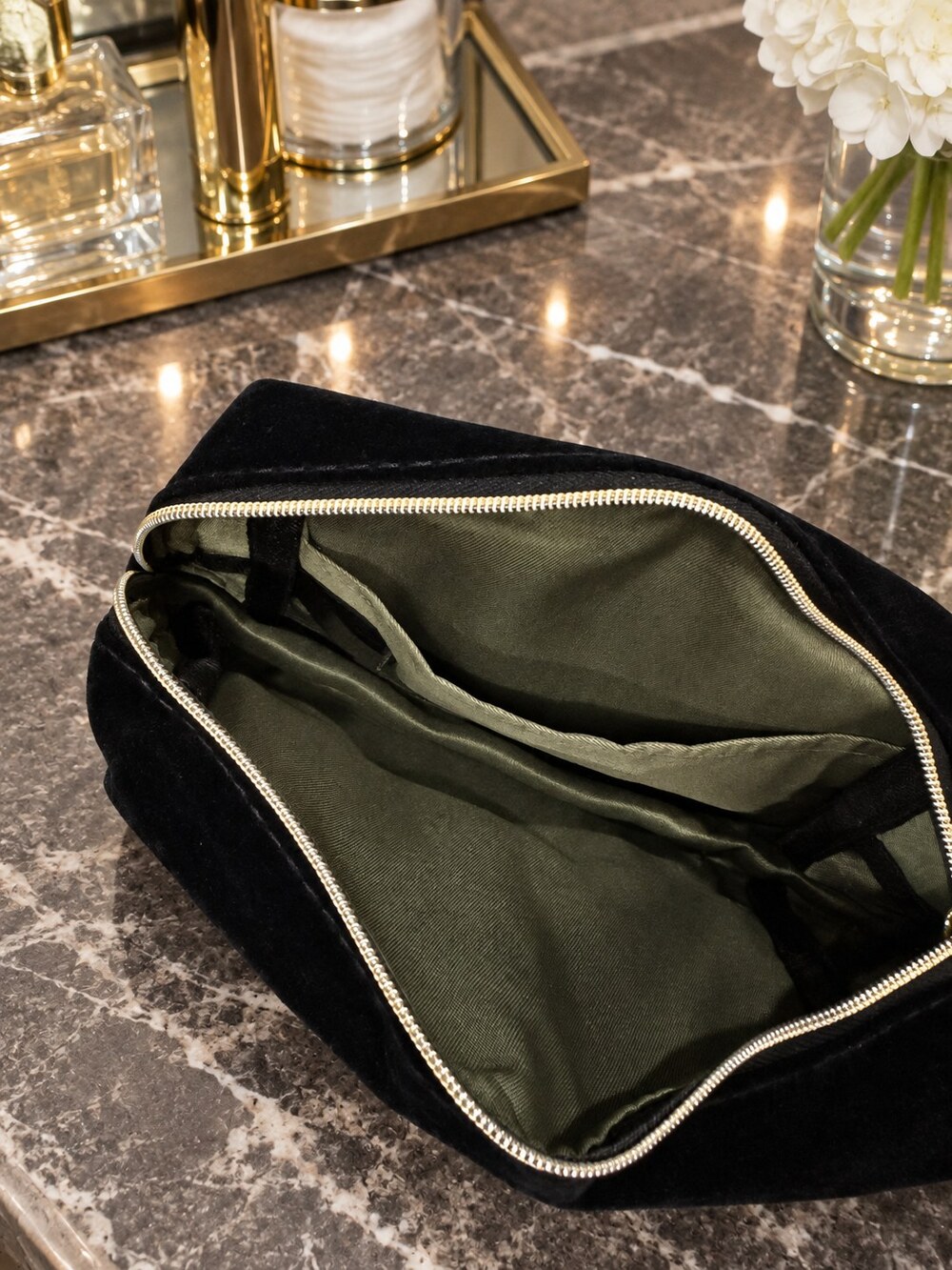 Yves Saint Laurent Black Velvet Makeup Bag | Soft Velvet Texture - Picture 4 of 6